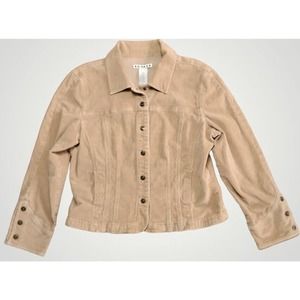 A.M.I. Women's Corduroy Snap Up Jacket Tan Size Large